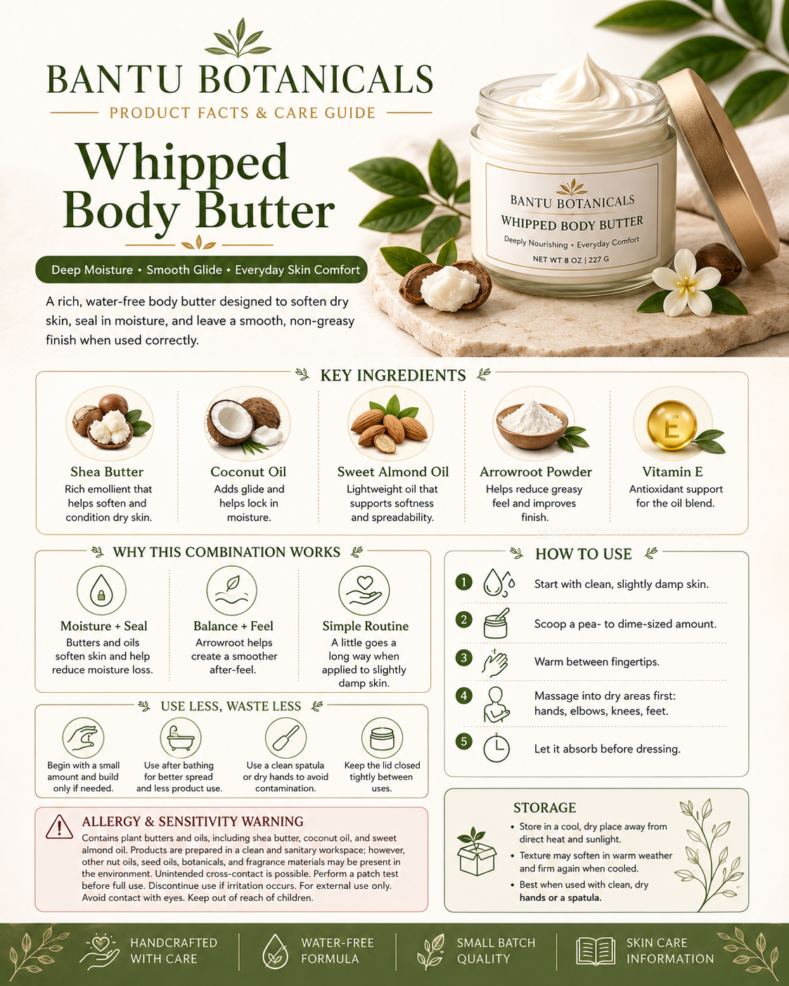 Bantu Botanicals product care guide preview